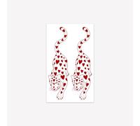 ARYU 10 Sheets Temporary Tattoos - Red Heart & Leopard Print Design, Bold Waterproof Fake Tattoos, Lasts 7 Days, Wild & Edgy Temporary Body Art for Men Women