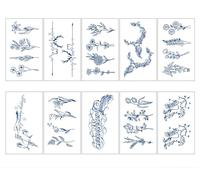 ARYU 10pcs Semi-Permanent Herbal Juice Tattoo Stickers Small Pictures Japanese And Korean Chinese Style Clavicle Back Tattoo Stickers 7 * 12cm U-112