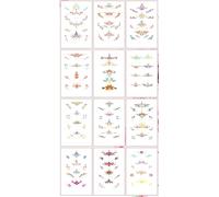 ARYU 12 Eyebrow Stickers Ancient Style Flower Inlay Hanbok Forehead Printing Tattoos Stickers Waterproof Long-Lasting Stickers