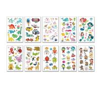 ARYU 1set10PCS Glitter Tattoo Sticker Set Waterproof Sweat Animal Dinosaur Unicorn Cartoon Temporary Sticker Children'S Tattoo Sticker