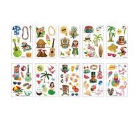 ARYU 1set10PCS Hawaiian Tattoo Stickers Waterproof Sweat Summer Seaside Beach Party Temporary Disposable Stickers 120x76mm