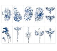 ARYU 1set10pcs Herbal Juice Half Arm Tattoo Sticker Durable Waterproof And Sweatproof Non-Reflective Flower Arm Sticker Sticker 11×18