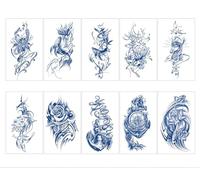 ARYU 1set10pcs Herbal Juice Half Arm Tattoo Sticker Durable Waterproof And Sweatproof Non-Reflective Flower Arm Sticker Sticker 11×18