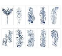 ARYU 1set10pcs Herbal Juice Half Arm Tattoo Sticker Durable Waterproof And Sweatproof Non-Reflective Flower Arm Sticker Sticker 11×18