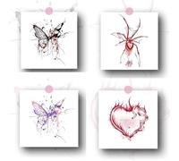 ARYU 1set4PCS Snake Thorns Red Love Tattoo Stickers Waterproof Hot Girl Sweet Cool Pure Desire Style Thigh Arm Waist Tattoo