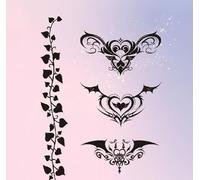 ARYU 2 Sets Of 8 Magic Tattoo Stickers Private Peach Heart Leaves Vines Herb Juice Waterproof Belly Waist Legs Cover-Up Paper
