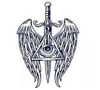 ARYU 2pcs Herbal Juice Archangel Sword Tattoo Sticker Angel Eyes Wings