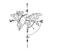 ARYU 2pcs King Of The North Black And White Tattoo Stickers Waterproof And Durable Men'S Map Coordinates Antarctic And Arctic Lines