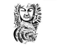 ARYU 3pcs Buddha Half Arm Herbal Tattoo Sticker Juice Simulation Waterproof And Sweatproof 11×18cm Shy-300