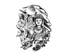 ARYU 3pcs Buddha Half Arm Herbal Tattoo Sticker Juice Simulation Waterproof And Sweatproof 11×18cm Shy-289