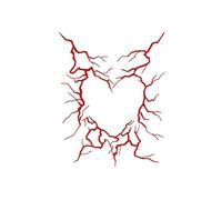 ARYU 4 Broken Heart Red Colour Tattoo Stickers Heart Split Waterproof Girls Sexy Arm Leg Stickers 11 * 18cm