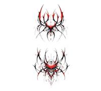 ARYU 4 Spider Black And Red Colour Tattoo Stickers Waterproof Long Lasting Men And Women Summer Chest Stickers