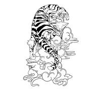 ARYU 4PCS Bold Tiger Juice Herbal Tattoo Stickers - Waterproof, durable, non-reflective semi-permanent arm ink for stylish men and women!-430