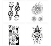 ARYU 4PCS Compass Design Temporary Tattoos - Waterproof & Long-lasting Herbal Juice Finger Snake Style, Non-Reflective for Men and Women, Semi-Permanent Arm Art!-Mixed