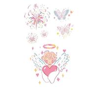 ARYU 4PCS Hand-Painted Fireworks Butterfly Angel Tattoo Sticker Colorful Cute Style Waterproof Lasting Line Fairy Small Fresh Cartoon 11 * 18cm