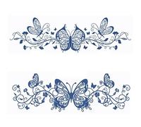 ARYU 4pcs Juice Stickers Herbal Tattoo Stickers Butterfly Totem Waterproof Long-Lasting Female Back Legs Half Arm Semi-Permanent 12×19cm