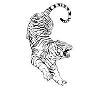 ARYU 4PCS Stunning Tiger Downhill Juice Herbal Tattoo Sheets - Waterproof, Permanent Arm Design, No Shining, Perfect for Him and Her, 12×19cm!-433
