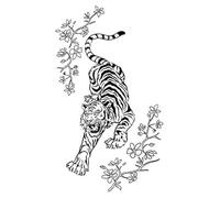 ARYU 4PCS Stunning Tiger Downhill Juice Herbal Tattoo Sheets - Waterproof, Permanent Arm Design, No Shining, Perfect for Him and Her, 12×19cm!-434