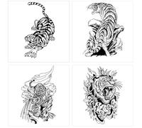 ARYU 4PCS Tiger Down Mountain Juice Herbal Tattoo Stickers - Waterproof, Long-lasting, Non-Reflective Temporary Tattoos for Everyone!-Mixed