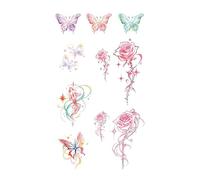 ARYU 4PCS Waterproof And Durable Tattoo Stickers For Women With Simulated Rose And Butterfly Small Pattern On The Arm, Creative 11 * 18cm
