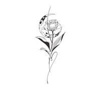 ARYU 5pcs Flower Herbal Tattoo Stickers Waterproof Semi-Permanent Non-Reflective Female Long-Lasting Stickers Cannot Be Washed Off 16×10cm