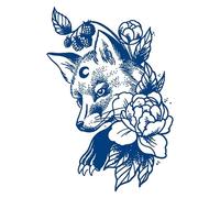 ARYU 5pcs Herbal Fox Fairy Tattoo Sticker Waterproof Flower Arm Long-Lasting Full Back Semi-Permanent Non-Reflective 12×19cm