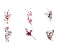 ARYU 6PCS Colorful Explosive Butterfly Spider Snake Dark Network Red With Realistic Painted Tattoo Paste Non-Reflective Washable Combination 1
