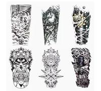 ARYU 6PCS Mechanical Arm Totem Waterproof Tattoo Stickers For Men And Women Long-Lasting Arm Water Transfer Simulation Tattoo Stickers 14.8 * 21cm