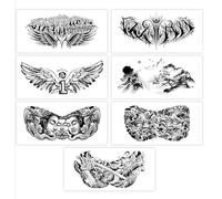 ARYU 7pcs Skull Angel Wings Tattoo Stickers Men Waterproof Long-Lasting Juice Stickers Semi-Permanent Flower Arm Back
