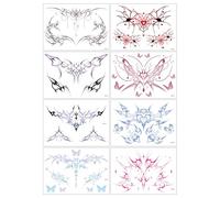 ARYU 8 Pieces Of Succubus Tattoo Stickers For Private Areas, Lower Abdomen, Back, And Chest, Temporary Tattoo Stickers