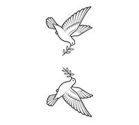 ARYU Dove with Olive Branch Temporary Tattoo Stickers, Waterproof, 6x10cm, Minimalist Line Art Design, Couples Style