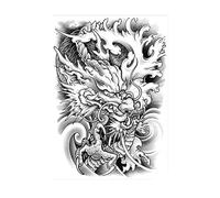 ARYU Full Back Herbal Tattoo Stickers Waterproof Men'S Long-Lasting Large Dragon Semi-Permanent Non-Reflective Stickers 34×48cm