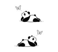 ARYU Panda Butterfly Temporary Tattoo Stickers, Waterproof, 10 Pieces, 6x10cm, Minimalist Line Art Design