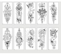 ARYU Temporary Tattoo Stickers, Floral Vine Design with Butterflies, Black and White, Waterproof, 10 Sheets (B)