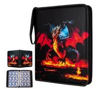ARYUM Scrapbook for Pokemon Cards, 50 Pages 900 Pockets Trading Cards Album Large with Zip, 9 Compartments Scrapbook Cards Trading Card Albums Holder Book Folder Book, Dragon 900 Big