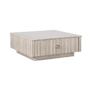 ARZARF Coffee Table Square Marble Countertop Coffee Table Retro Home Living Room Coffee Table with Large Storage Drawer (Color : 90 * 90 * 45cm)