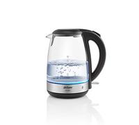 Arzum 1.7L Glassy Electric Kettle - 2200W, Cordless, LED Illumination, Auto Shut-Off, Boil-Dry Protection, Limescale Filter, 360° Base, Warranty Included - Blue Light