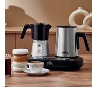 Arzum Okka Rich Moka Pot Turkish Coffee and Moka Maker, Velvetiser, Milk Frother, 5 Cups, Stainless Steel Cooking Pot, Chrome