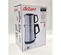 Arzum TeaCharm Turkish Tea Maker, Stainless Steel, Auto Shut-Off, Boil-Dry Protection, INOX, 1.8L, 3-pin UK Plug, 1800W