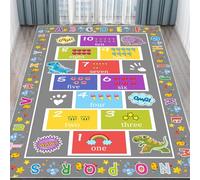 Arzunsy Educational Learning Rug 160x200cm, ABC Alphabet Numbers Shapes & Animal Play Mat, Large Washable Non-Slip Low Pile Carpet for Classroom, Playroom, Bedroom
