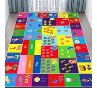 Arzunsy Educational Play Rugs 70x140cm, ABC Numbers Shapes & Animals Learning Rug with Road Car Pattern, Soft Washable Non-Slip Carpet for Floor Playroom Room Decor