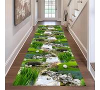 Arzunsy Hallway Runner Rugs Green 80x220cm 3D Mountain Stream Anti-Skid Natural Landscape Carpet，Soft Cozy Machine Washable Floor Carpet, Easy Clean Dirty Resistant Printed Mat for Study Room Office