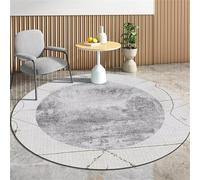 Arzunsy Modern Abstract Round Rug 100cm - Round Abstract Distressed Area Rug，Low Pile Non-Slip Washable Grey Area Carpet for Living Room, Bedroom, Kitchen, Hallway