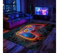 Arzunsy Neon Gaming Controller Rug for Game Room 70x140cm - Large Area Rug With Retro Gamepad Design, Non-Slip Soft Floor Mat, Suitable for Living Room, Bedroom,Modern Gaming Room Decor Floor Carpet