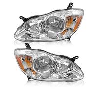 AS 2003 2004 2005 2006 2007 2008 Toyota Corolla Headlight Assembly Headlights for 03 04 05 06 07 08 Corolla Chrome Housing Amber Reflector Clear Lens Passenger Driver Pair