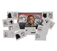 AS-388 Indian Set Step by Step Stencil for Acrylic, Airbrush, Spray, Varnishes and Wall Paint, Size XL