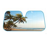 AS- 601_AM Palm Tree Tropical Island Sunset Auto Windshield Sun Shade (for Car SUV Truck-Bubble Foil Folding Accordion) - AS-601__AM
