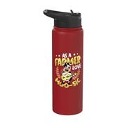 As A Farmer I Love Moo-Sic Funny Farmer Stainless Steel Insulated Water Bottle