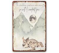 As A Mother Comforts Her Child So Will I Comfort You, Isaiah 66:13 Metal Tin Sign Scripture Wall Decor Bible Verse Wall Art Paintings For Bedroom Metal Plaque Metal Tin Sign 12x16 Inch