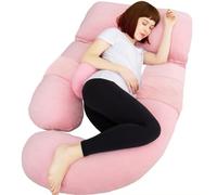 AS AWESLING 60in Full Body Pillow | Nursing, Maternity and Pregnancy Body Pillow | Extra Large U Shape Pillows and Lounger with Detachable Side, Separate Support Pillows and Removable Cover (Pink)